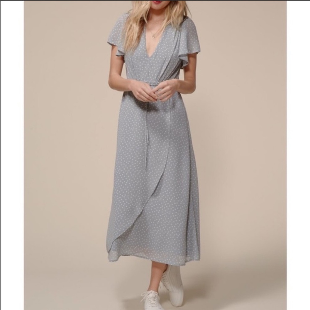 4si3nna blue polka dot midi dress